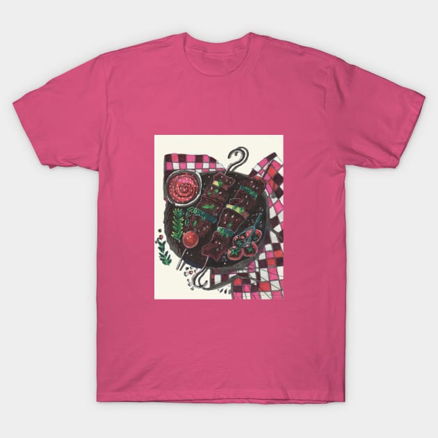 Grilled Meat and Vegetables T-Shirt by Mila-Ola_Art